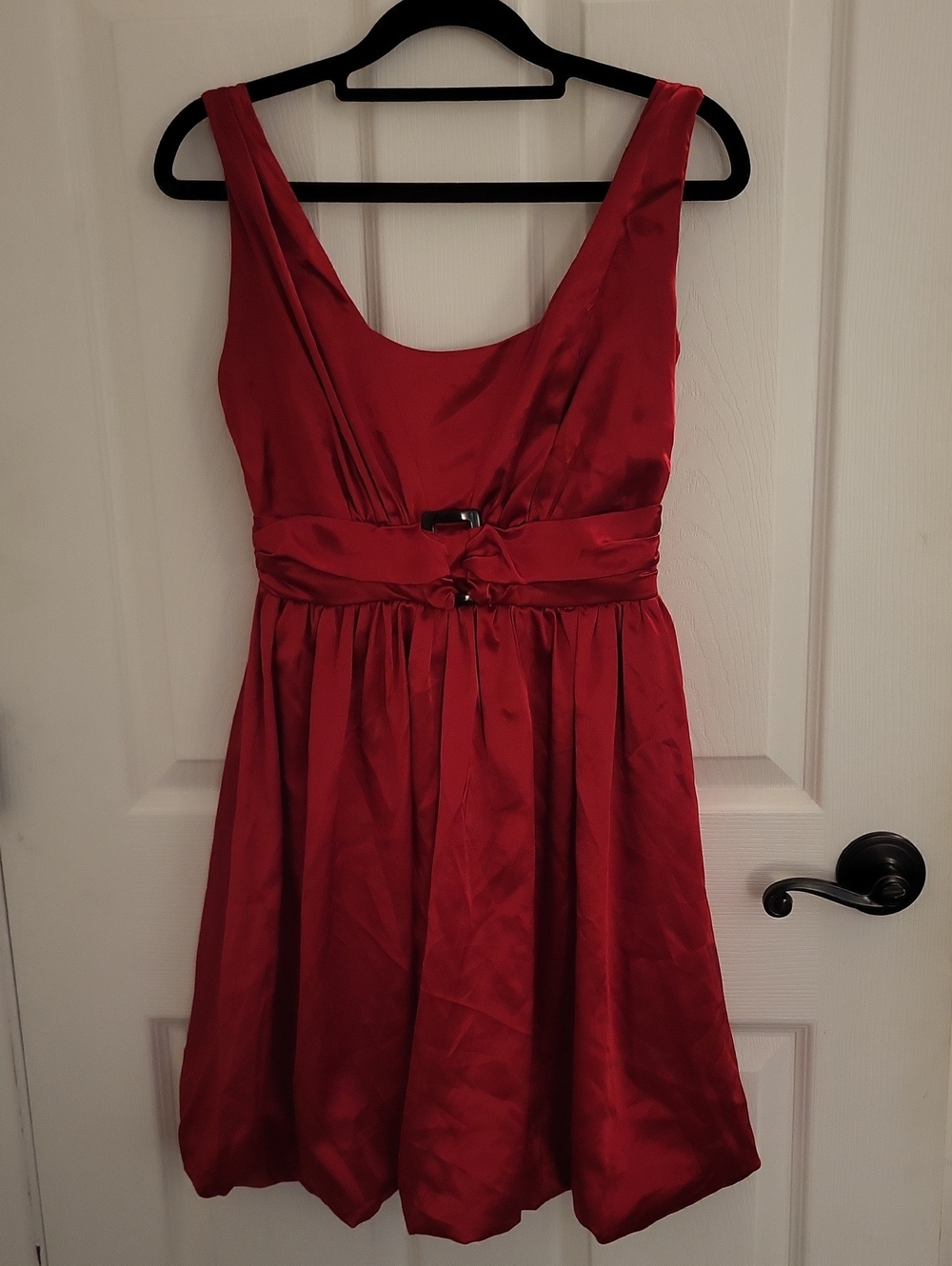 Candie's Red Satin Fit-and-Flare Party Dress